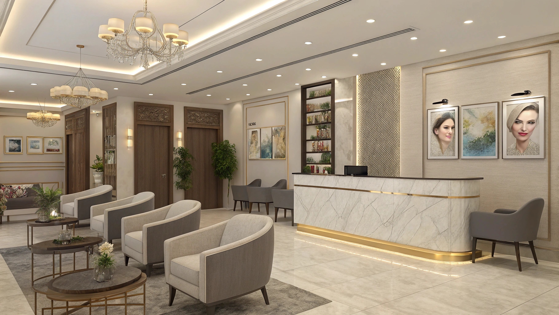Modern salon reception area