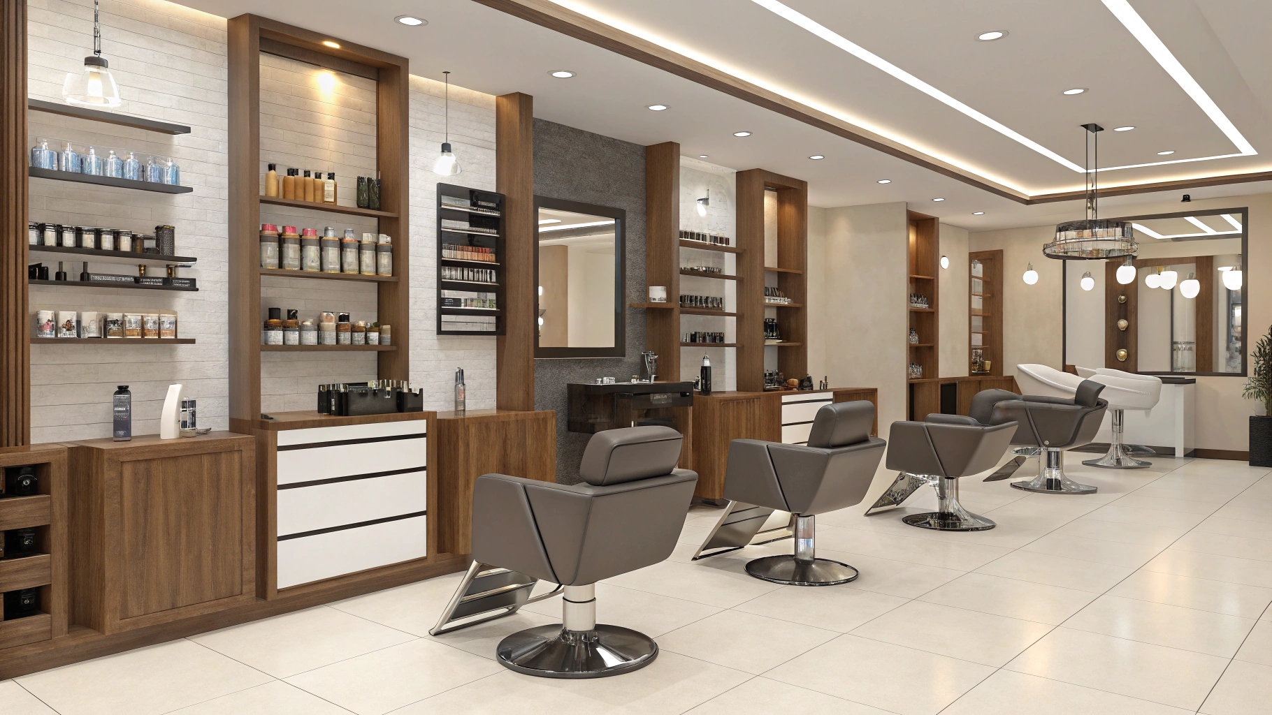 Well-equipped beauty parlour interior