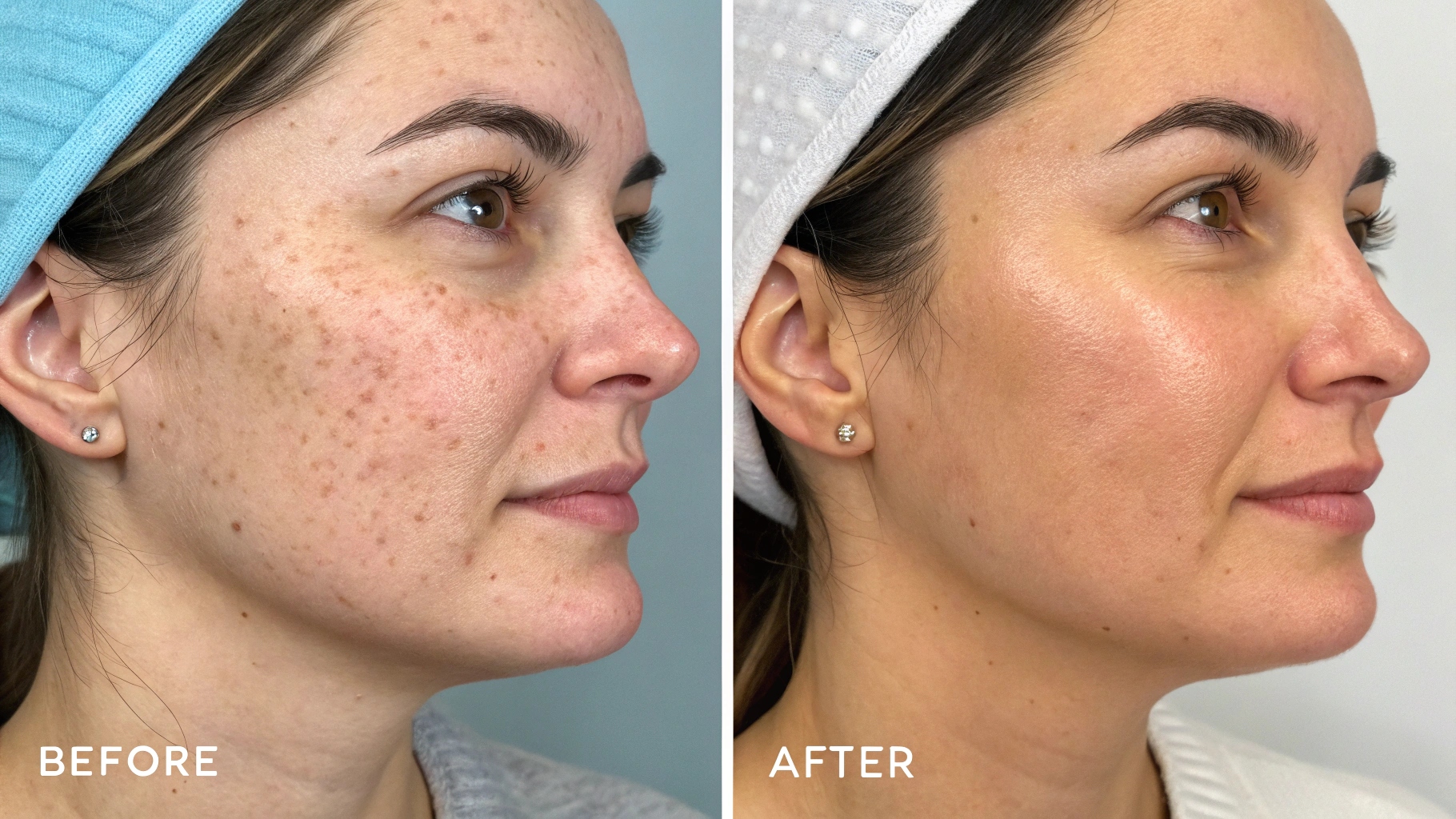 Before and after photos showing HydraFacial results