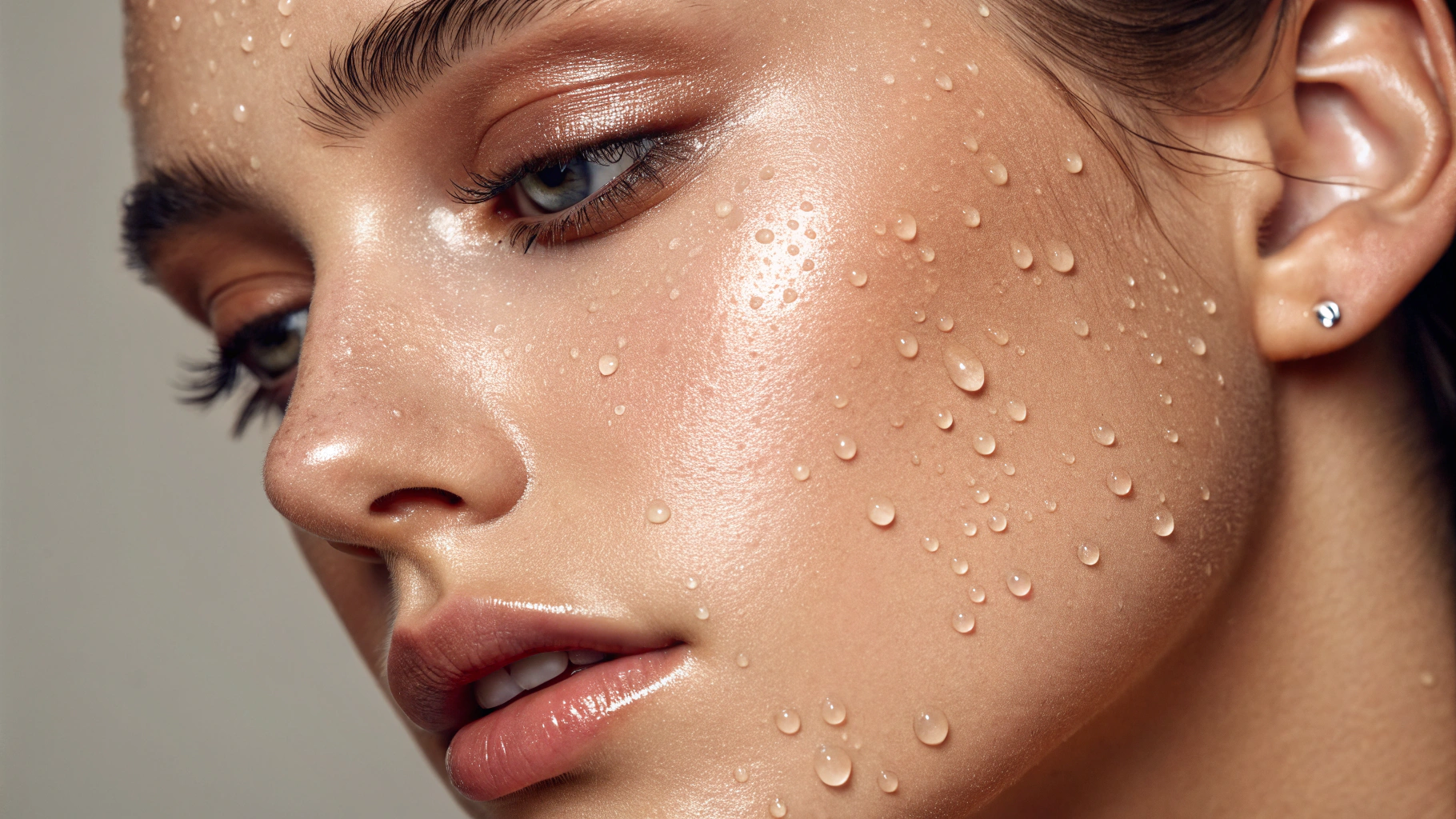 Close-up of skin looking dewy and glowing post-HydraFacial