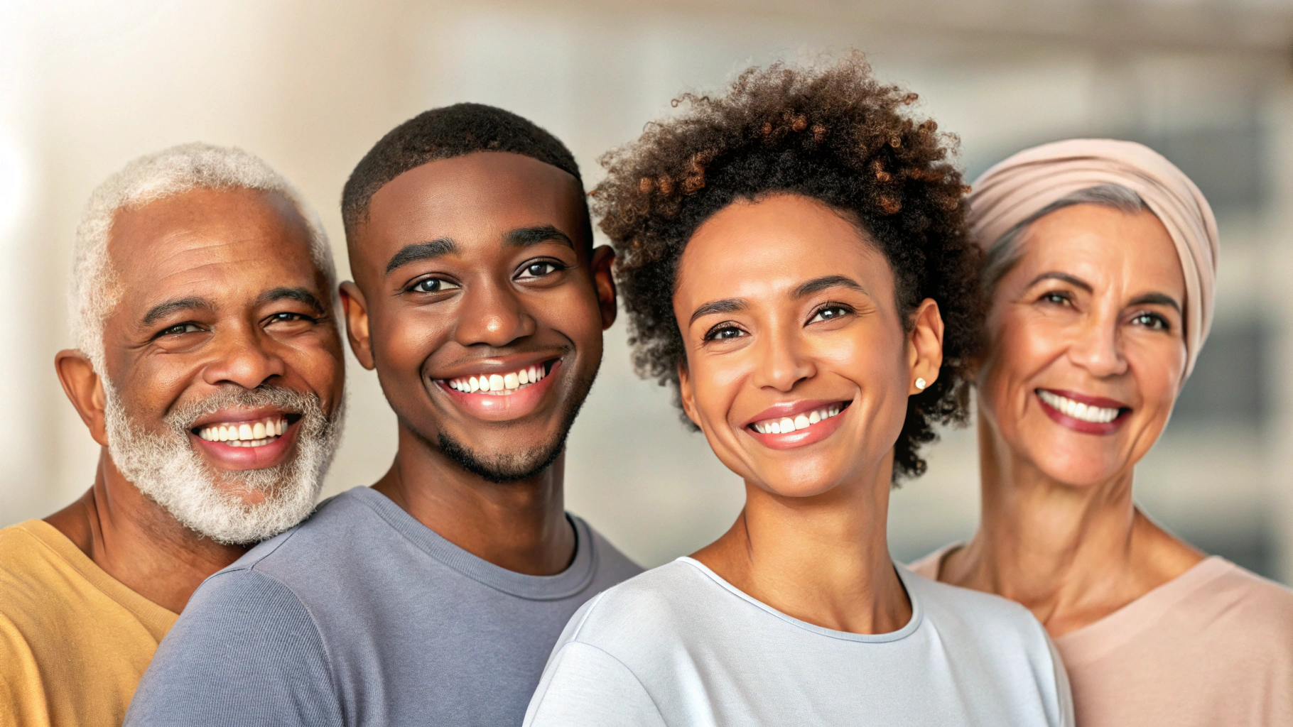 Diverse group of people with healthy, glowing skin