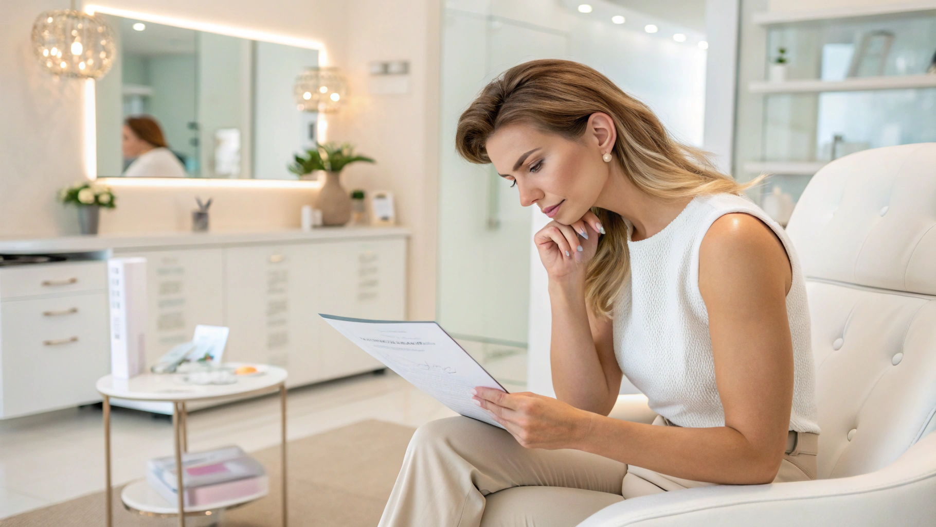 A price list or menu of services at a cosmetic clinic
