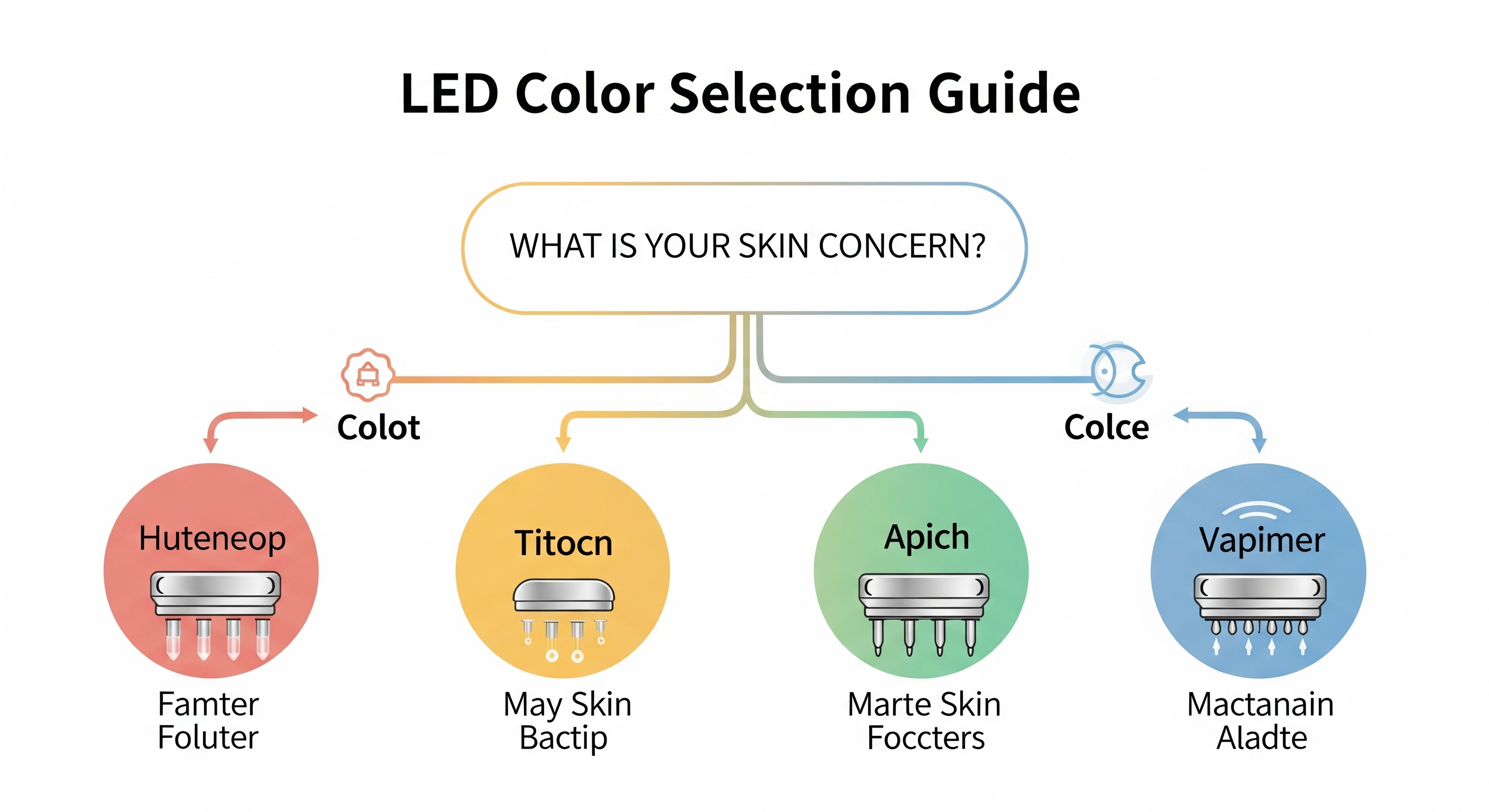 Flowchart for selecting LED colors based on skin concerns