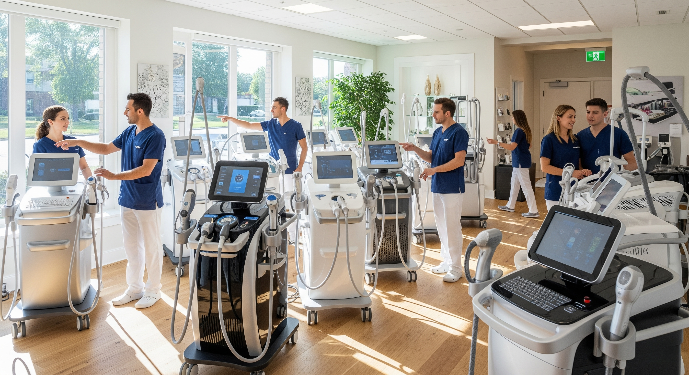 Professional clinic with multiple body sculpting machines